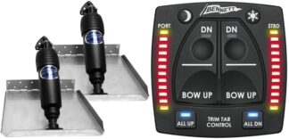 Bennett BOLT Electric Trim Tab Kit - Complete Kit with Bolt OBI9000E Helm Control and 12 x 12 Inch Tabs - LED Indicators, Auto Retract and All Up/All Down presets - Suits Most Trailerboats 20'-25' - 12 Volt (499/BOLT1212ED/OBI9000E)