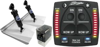 Bennett Hydraulic Trim Tab Kit - Complete M120 Sports Kit with OBI9000H Indicator Control Panel, LED Indicators, Auto Tab Retract, All Up/All Down Presets - 10 x 12 Inch Tabs - Suits Most Boats 5.8 - 7.5m - 12 Volt (499/M120OBI)