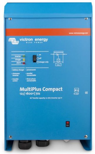 Victron MultiPlus Compact Inverter Charger Combi - 12 Volt 1300W Inverter plus 70 Amp Battery Charger - 12/1600/70-16 (CMP121620000)