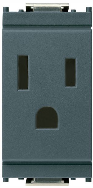 Vimar Idea - GPO Power Point - 127 Volt 15 Amp 2 Pole+E - Grey - 1 Module - Suits Rondo and Classica Cover Plates (16245)