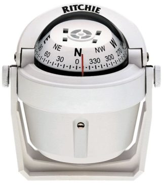 Ritchie Explorer Bracket Mount White Compass - Powerboat - 70mm Apparent Dia - White Conical Card - 12V Green Lighting - B-51W (232056)
