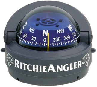 Ritchie Angler Surface Mount Grey Compass - Powerboat - 70mm Apparent Dia - Blue Conical Card - 12V Green Lighting - RA-93 (232072)