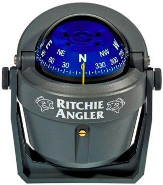 Ritchie Angler Bracket Mount Grey Compass - Powerboat - 70mm Apparent Dia - Blue Conical Card - 12V Green Lighting - RA-91 (232074)