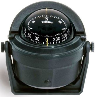 Ritchie Voyager Bracket Mount Black Compass - Powerboat and Sail - 75mm Apparent Dia. - Black Conical Card - B-81 (232094)