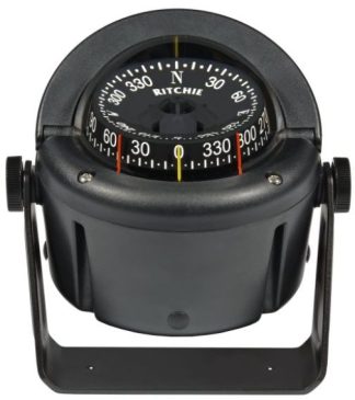Ritchie Helmsman Bracket Mount Black Compass - Powerboat and Sail - Combi 95mm Apparent Dia. - Black Conical Card - 12V Green Lighting - HB-741 (232130)