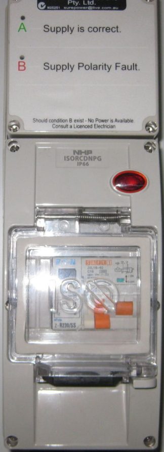 Sure Power 240Volt 3 Way Reverse Polarity Lock Out Module - Checks Polarity of 240VAC Incomming Shore Power Supply - Incl 32A RCD/MCB (3WMRL32)