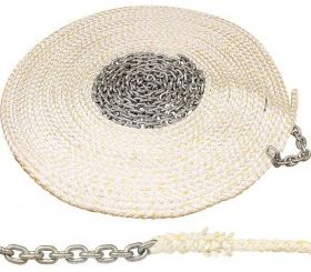 Nylon Anchor Rope and Chain - Eight Plait - 50m x 12mm Rope + 10m x 6mm Short Link Chain (145460)
