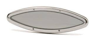 Bomar Gray Opening Portlight - Elliptical Moulded WHITE Frame with Stainless Steel Look Exterior Trim - Cutout 92 x 362 - Overall 149 x 419 (BG515-28SS)