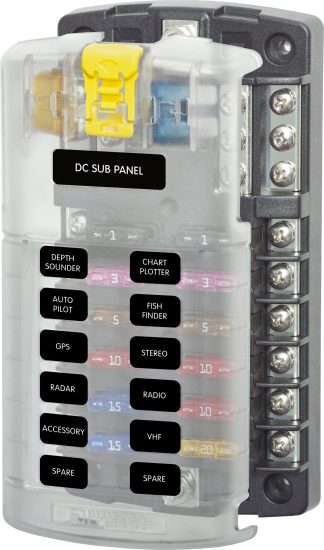 Blue Sea ST Blade Fuse Block - 12 Circuits - Incl. Negative Bus and Cover (BS5026)