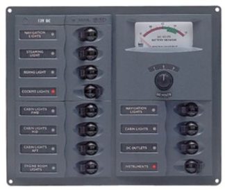 DC Circuit Breaker Panels Analog Meters