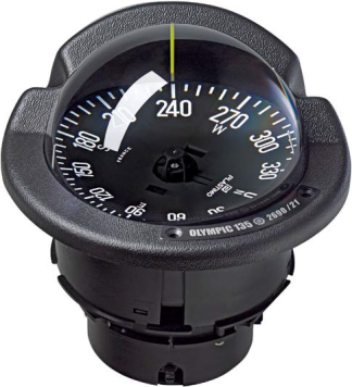 Plastimo Olympic 135 Open Sail and Powerboat - Flush Mount Black Compass - 130mm Apparent Dia. - Black Card - Optional Binacle Mount (RWB8090)