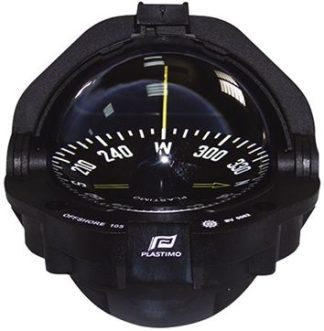 Plastimo Offshore 105 Powerboat - Flush Mount Black Compass - 91mm Apparent Dia - Black Flat Card - Optional Bracket Mount Kit (RWB8035)