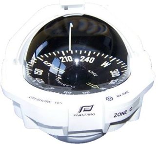 Plastimo Offshore 105 Powerboat - Flush Mount White Compass - 91mm Apparent Dia - Black Flat Card - Optional Bracket Mount Kit (RWB8037)