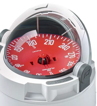 Plastimo Olympic 135 Sailboat - Flush Mount White Compass - 130mm Apparent Dia. - Red Flat Card - Integral Hood - Optional Binacle Mount (RWB8083)
