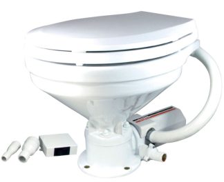 TMC Electric Marine Toilet - 12 Volt 20 Amp - Large Bowl Toilet - Simple Push Button Operation (RWB2324)