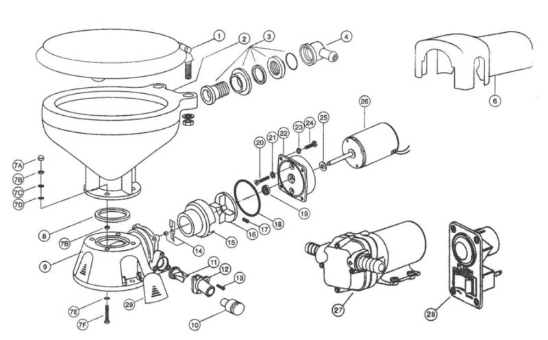 Jabsco Quiet-Flush Salt Water Toilet - 24 Volt - Standard Compact Bowl - Jabsco 37245-0094 (J10-126) - Image 2