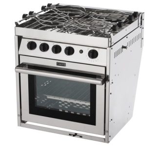 Force 10 - A41 - 4 Burner Gourmet Galley Range - Marine S/S Gimbaled Stove with Oven and Grill - Incl Pot Holders & Gimbals - Made in France (63451)