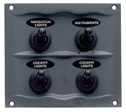 BEP Marinco Sprayproof 4 Switch Panel with Inline Fuses - 12-24 Volt - Grey (113240)