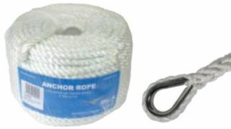 50 Metres of 12mm Nylon Anchor Rope Including Eye Splice with SS Thimble (144242)