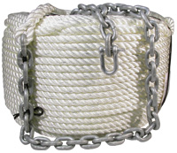 Rope-Chain Combo - 50 Metres of 14mm 3 Strand Nylon Anchor Rope Spliced to 10 Metres of 8mm SL Chain (145987)