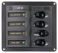 BEP Marinco Contour 4 Circuit Breaker DC Panel - Square - No Meter 113140 - (900-DC)