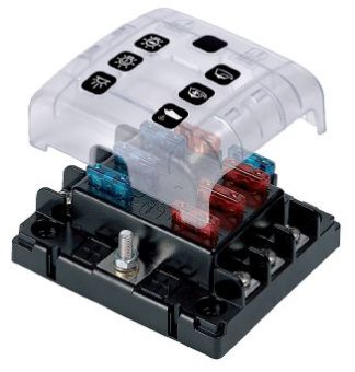 BEP ATC 6 Way Blade Fuse Block with Screw Terminals - Incl Cover, Link and Labels - 113632 (SUR ATC-6W)