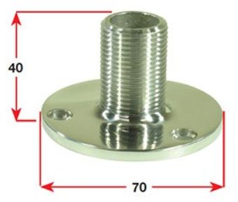 Aerial Mount - Short Fixed Post - Stainless Steel - 1" x 14TPI (119112)