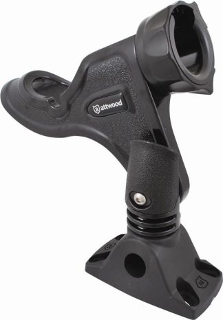 Attwood Rod Holder - Pro Series - Designed for Baitcaster and Spinning Reels - 160 Degree Vertical Adjustment - Incl Base Mnt (192550)