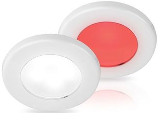 Hella EuroLED 75 Series Downlights - 12Volt DUAL White/Red Light with White Rim - Screw Mount - Interior or Exterior - Completely Sealed - Dimmable - 5 Year Warranty (2JA015247011)