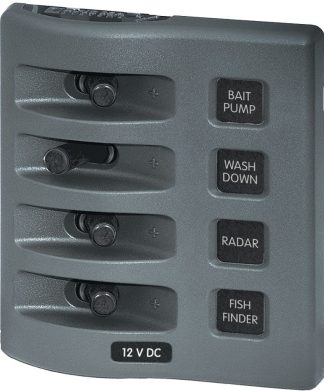 Blue Sea WeatherDeck 4 Switch Only Waterproof Panel - 12V or 24V - Vertical or Horizontal Mount - No Fuse - No Backlighting (BS4305B)