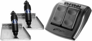 Bennett BOLT Electric Trim Tab Kit - Complete Kit with Bolt Euro Rocker Control Switch - 12 x 12 Inch Tabs - Suits Most Trailerboats 20'-25' - 12 Volt (499/BOLT1212ED/BRC4000)