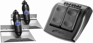 Bennett BOLT Electric Trim Tab Kit - Complete Kit with Bolt Euro Rocker Control Switch - 12 x 9 Inch Tabs - Suits Most Trailerboats 15'-20' - 12 Volt (499/BOLT129ADJ/BRC4000)
