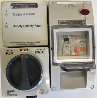Shore Power 4 Way Reverse Polarity Lock Out Module with 16A MCB/RCD and Polarity Change Over Switch - Checks Shore Power Polarity and Earth Leakage (4WMCRO16)