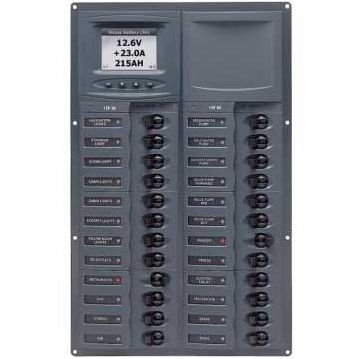 BEP Marinco Contour 24 Circuit Breaker DC Panel - Vertical with Digital Meter (113194 - 905V-DCSM)