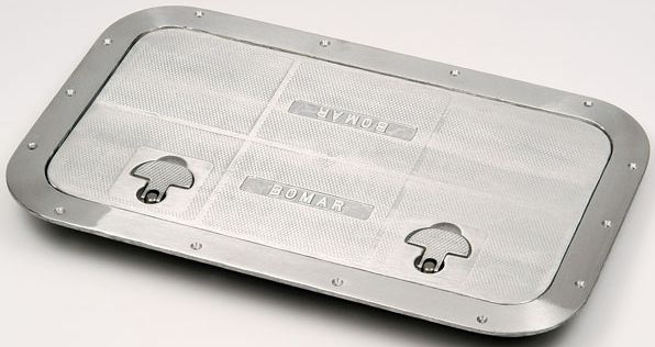 Bomar Aluminium Inspection Hatch - RECTANGLE - Commercial Grade Series - 489 x 256mm Opening, 553 x 304mm Cut Out, 621 x 367mm OD - Removable Panel - Colour Grey (BC41020)