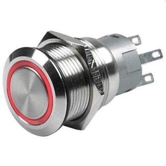 BEP 12V (ON)/OFF Push Button Momentary Switch with RED LED Ring - Stainless Steel (80-511-0002)