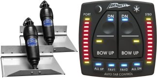 Bennett BOLT Electric Trim Tab Kit - Complete Kit with Bolt Auto Trim Pro Control and 12 x 9 Inch Tabs - Two Memories, LED Indicators, Auto Retract and Auto Trim - Suits Most Trailerboats 15'-20' - 12 Volt (499/BOLT129ADJ/ATPBC)