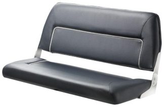 Vetus First Class Delux Folding Bench Seat - 900mm Double Seat - Dark Blue Upholstery with White Seams - No Arms (DCHFSB)