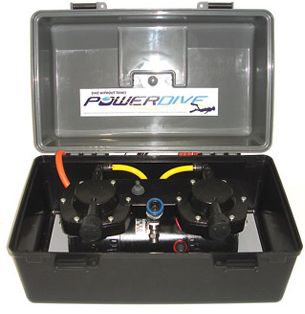 PowerDive Double Deck Snorkel - Buddy Dive from Your Vessel - 12 Volt - 24 Amp - 2-3 Min Setup - Incl Two Regulators for Buddy Dives (Double Deck Snorkel)