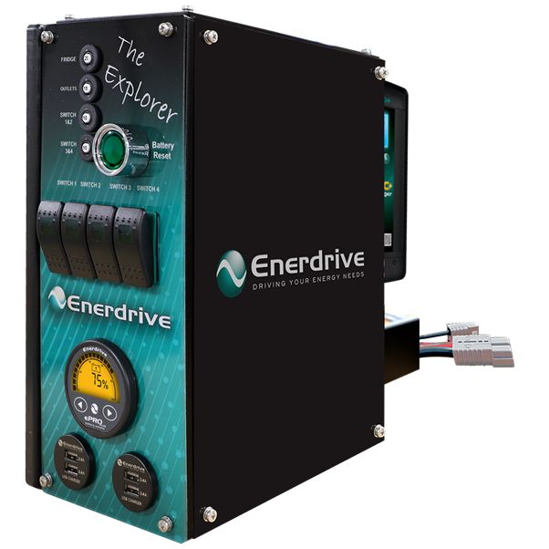 Enerdrive EXPLORER-01 Power System - ePOWER 40A DC2DC+ (Vehicle + Solar Charging) - ePRO PLUS Battery Monitor - 4 x Circuit Breakers, 4 x Switches and 2 x DUAL USB Outlets (K-Explorer-01)