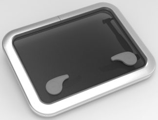 Goiot Opal Hatch Size T30 - 457 x 327mm Cut Out - Silver Anodised with Gray Acrylic Lens and Telescopic Stay (116024)