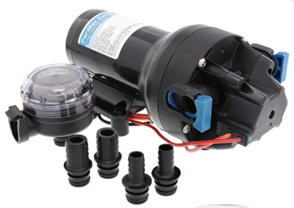 Jabsco Par-Max 5HD Freshwater Pressure Pump - 12 Volt - 19 LPM - 60 PSI - Includes 12mm and 20mm Hose Fittings and Strainer - Jabsco P501J-118S-3A (J20-280)