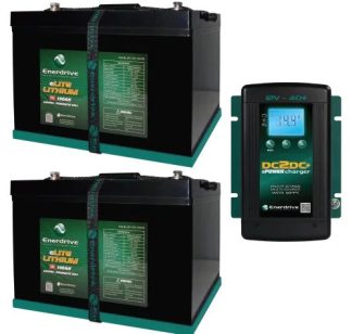 Enerdrive ePOWER 200Ah (2 x 100Ah) 12V eLITE Lithium Battery - Inc 40A DC2DC Charger and MPPT Solar Controller - K-200L-DC40-BUNDLE (K-200-15)
