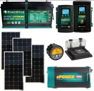 Enerdrive TIAV ePOWER Lithium B-TEC 200Ah Battery 12V BUNDLE - Incl. 40A DC2DC Charger, 40A AC Charger, 720W Solar Panels, ePRO Battery Monitor and 2000W Inverter - K-200-TIAV-2000X (K-200-18)