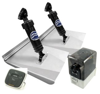 Bennett Hydraulic Trim Tab Kit - Complete M120 Sports Kit With Mente Marine Attitude Control System, LED Indicators, Auto Adaptive to Conditions and Roll-Pitch Control -  10 x 12 Inch Tabs - Suits Most Boats 5.8 - 7.5m 12 Volt (499/M120ACSRP)