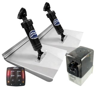 Bennett Hydraulic Trim Tab Kit - Complete M120 Sports Kit With EIC Indicator Control Switch and Auto Tab Retract -  10 x 12 Inch Tabs - Suits Most Boats 5.8 - 7.5m 12 Volt (499/M120SPC)