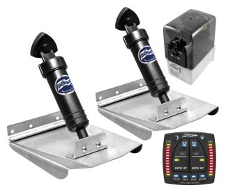 Bennett Hydraulic Trim Tab Kit - Complete M80 Sports Kit With Auto Trim Pro Indicator Control Panel,  LED Indicators, Auto Tab Retract, Auto Trim -  8 x 10 Inch Tabs - Suits Most Boats 5.2 - 5.8m - 12 Volt (499/M80ATP)