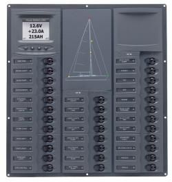 BEP Marinco Contour Cruiser 32 Circuit Breaker DC Panel - Yacht Mimic Panel with Digital Meter (113200 - SUR NC32Y-DCSM)