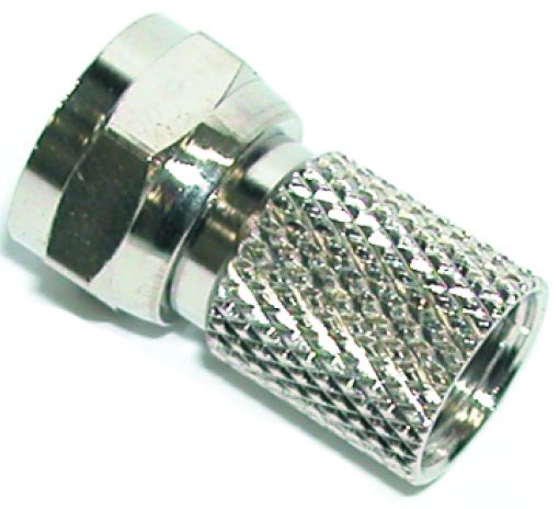 TV - RG6 Male F-Type Plug - Twist-On Cable Connector to suit TV Quad Shield Coaxial Cable - 75 Ohm (BC14302)