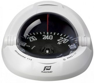 Plastimo Offshore 115 Powerboat Compass - Flush Mount White Compass - 101mm Apparent Dia. - Black Flat Card (RWB8095)
